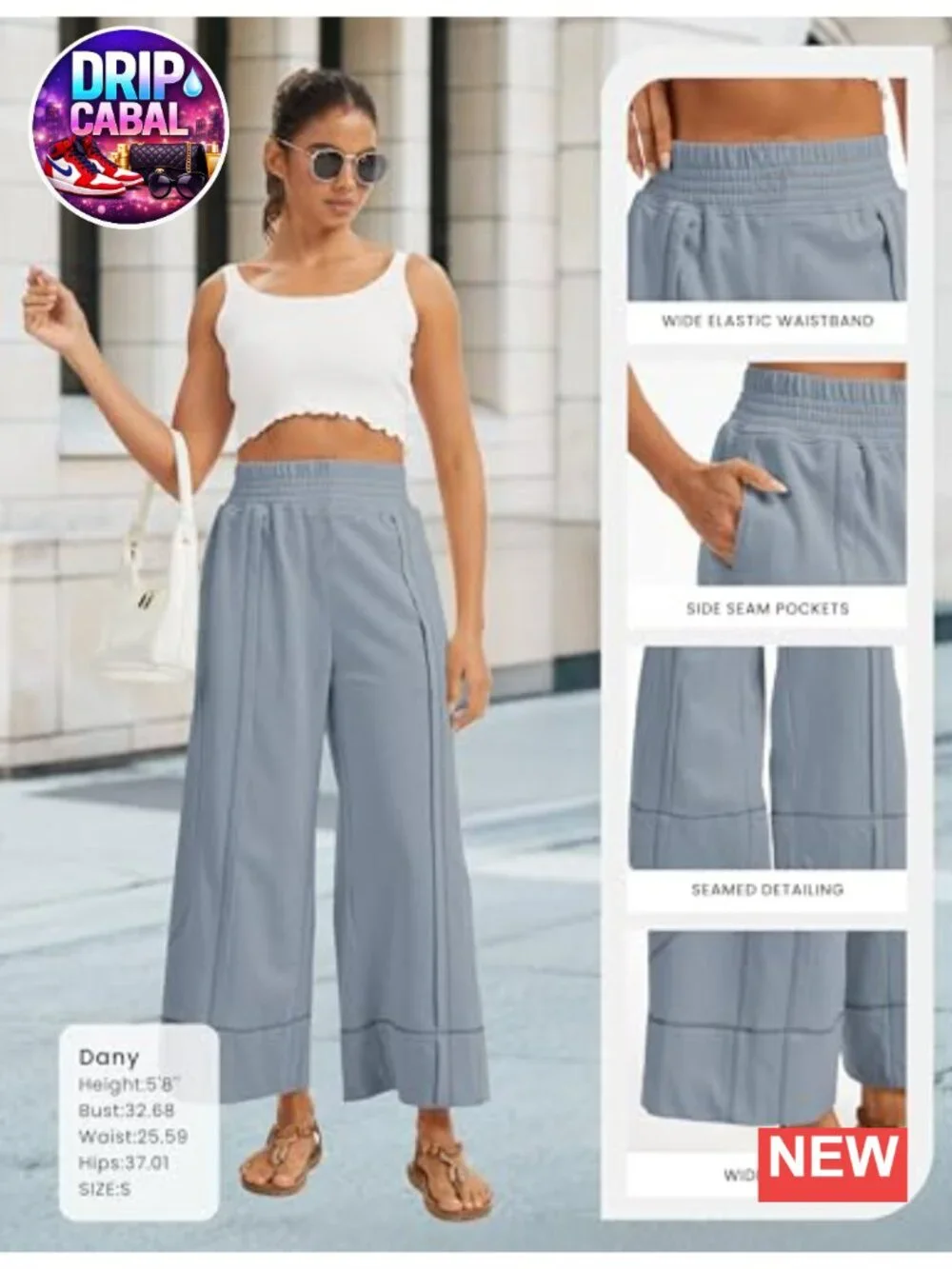 High Waist Wide Leg Sweatpants with Pockets - Baggy Lounge Pants Cotton Blend